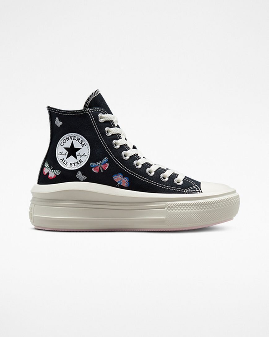 Zapatos Plataforma Converse Chuck Taylor All Star Move Butterfly Wings Altas Mujer Negras Rosas | PE 570L42